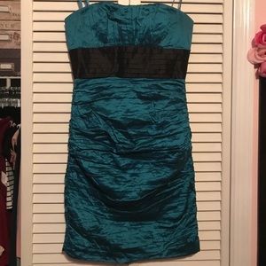 Strapless blue dress